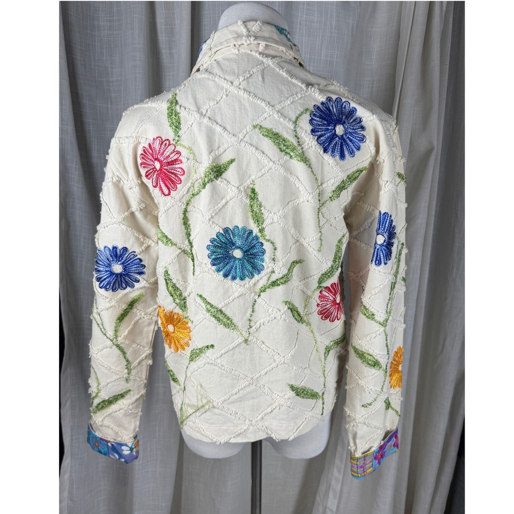 Vintage Tantrums Floral Embroidered Cotton Jacket Boho Artwear Size S India Y2K - Picture 6 of 12
